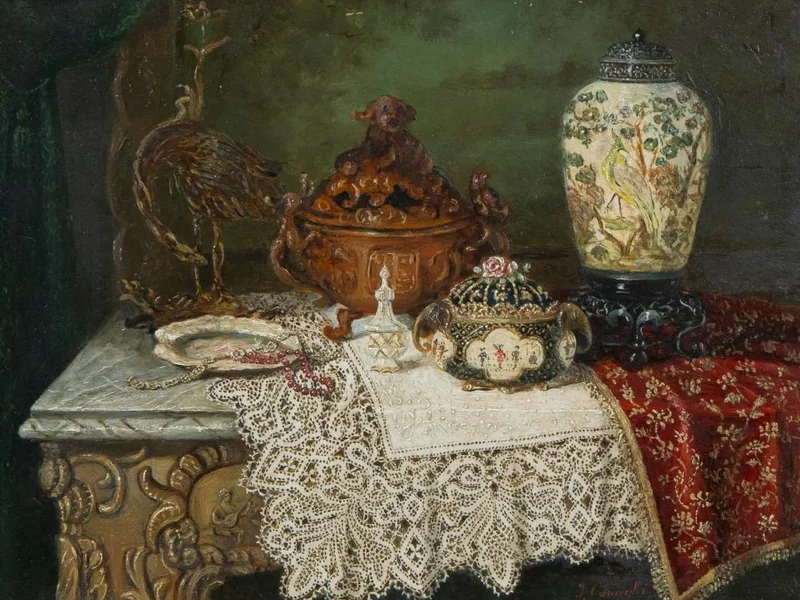 1861-Josefine Osnaghi - Interno con decorazioni in stile chinoiserie